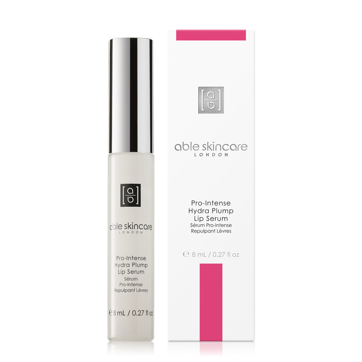 Pro-Intense Hydra Plump Lip Serum with carton on a white background