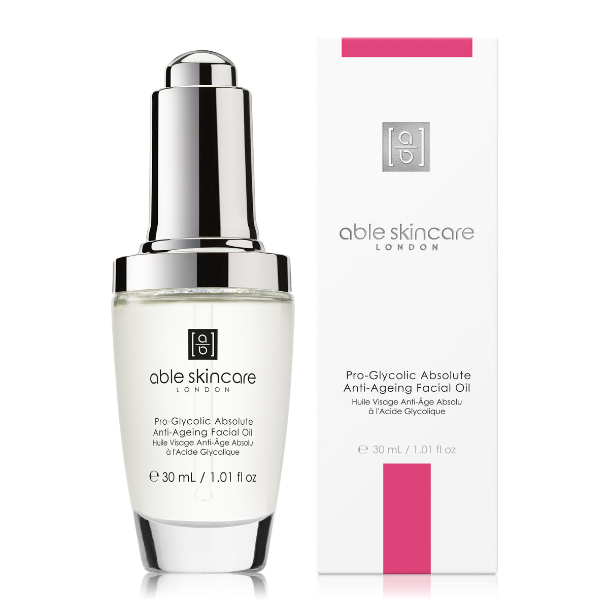Pro-Glycolic Absolute Anti-Ageing Facial Oil with carton on a white background