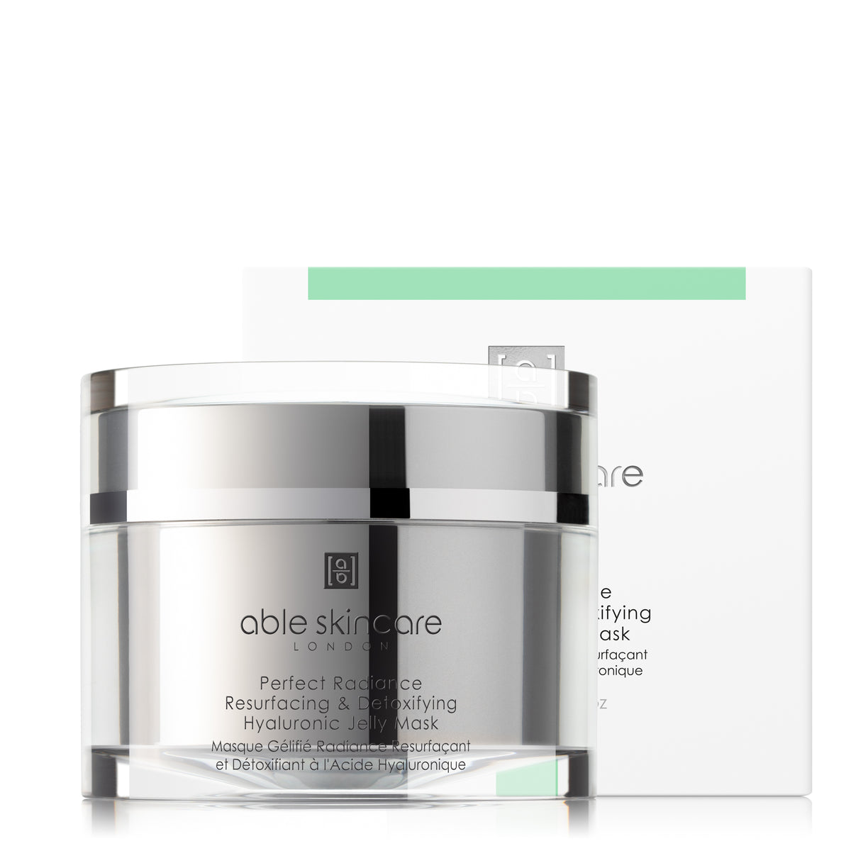 Perfect Radiance Resurfacing &amp; Detoxifying Hyaluronic Jelly Mask with carton on a white background