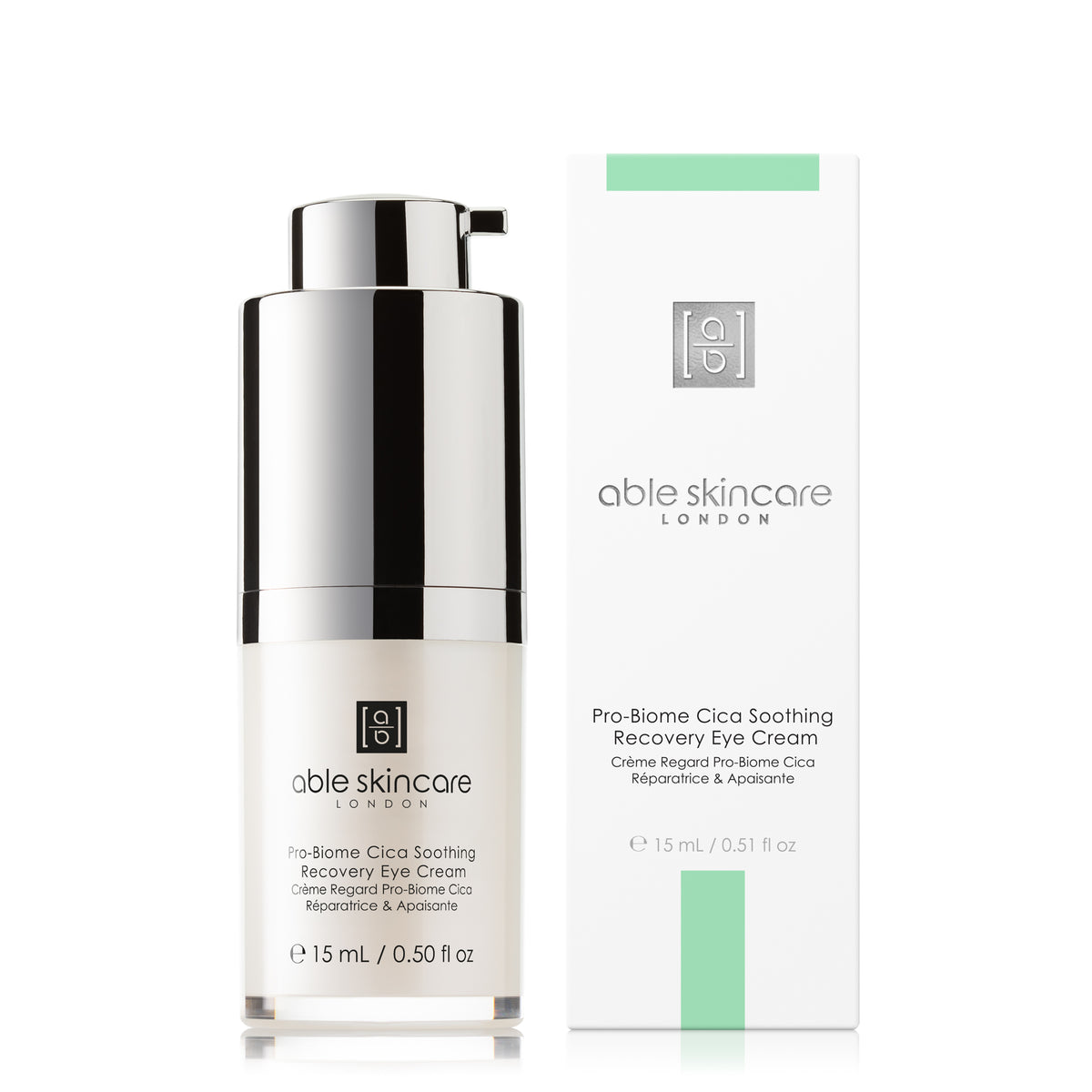 Pro-Biome Cica Soothing Recovery Eye Cream with carton on a white background