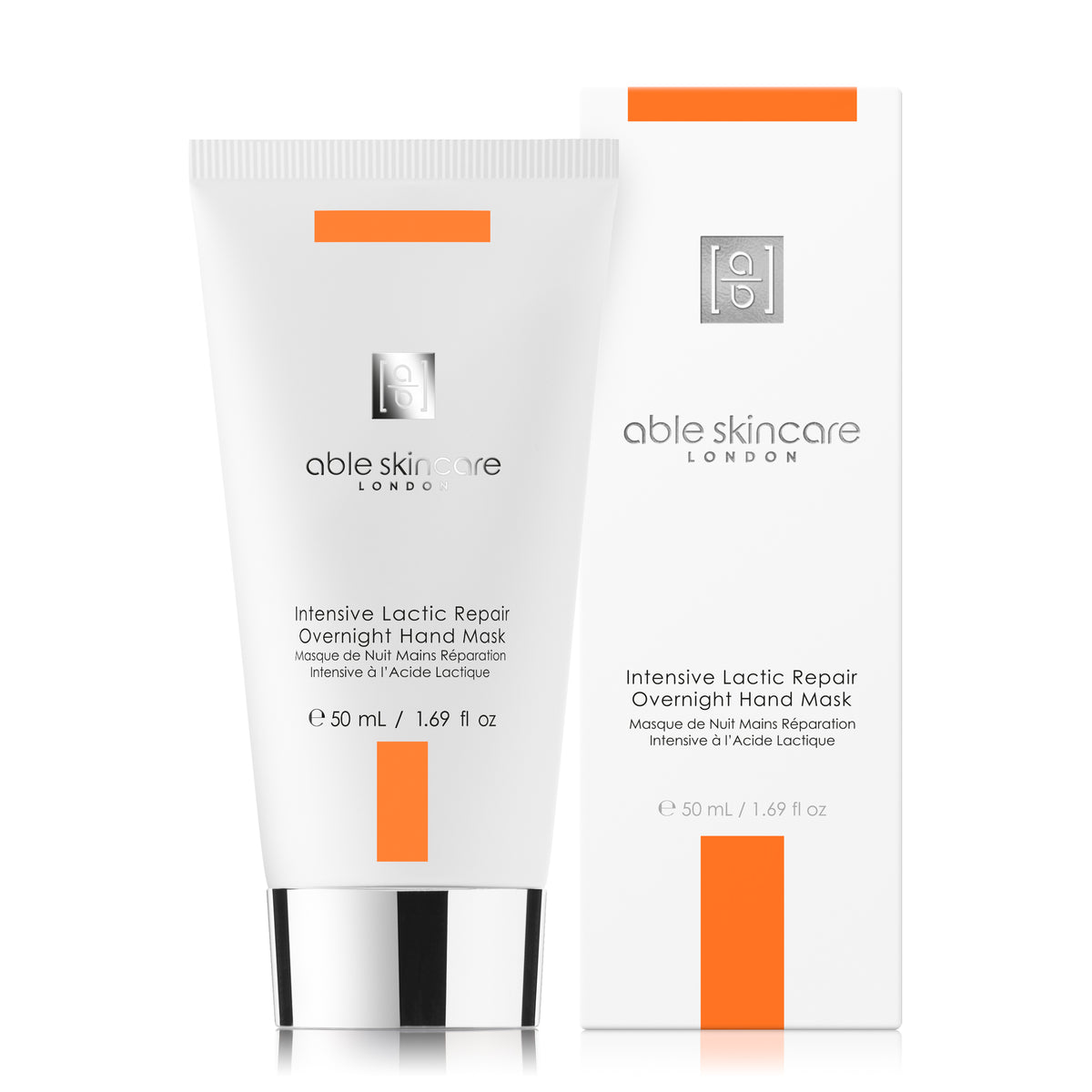 Intensive Lactic Repair Overnight Hand Mask with carton on a white background