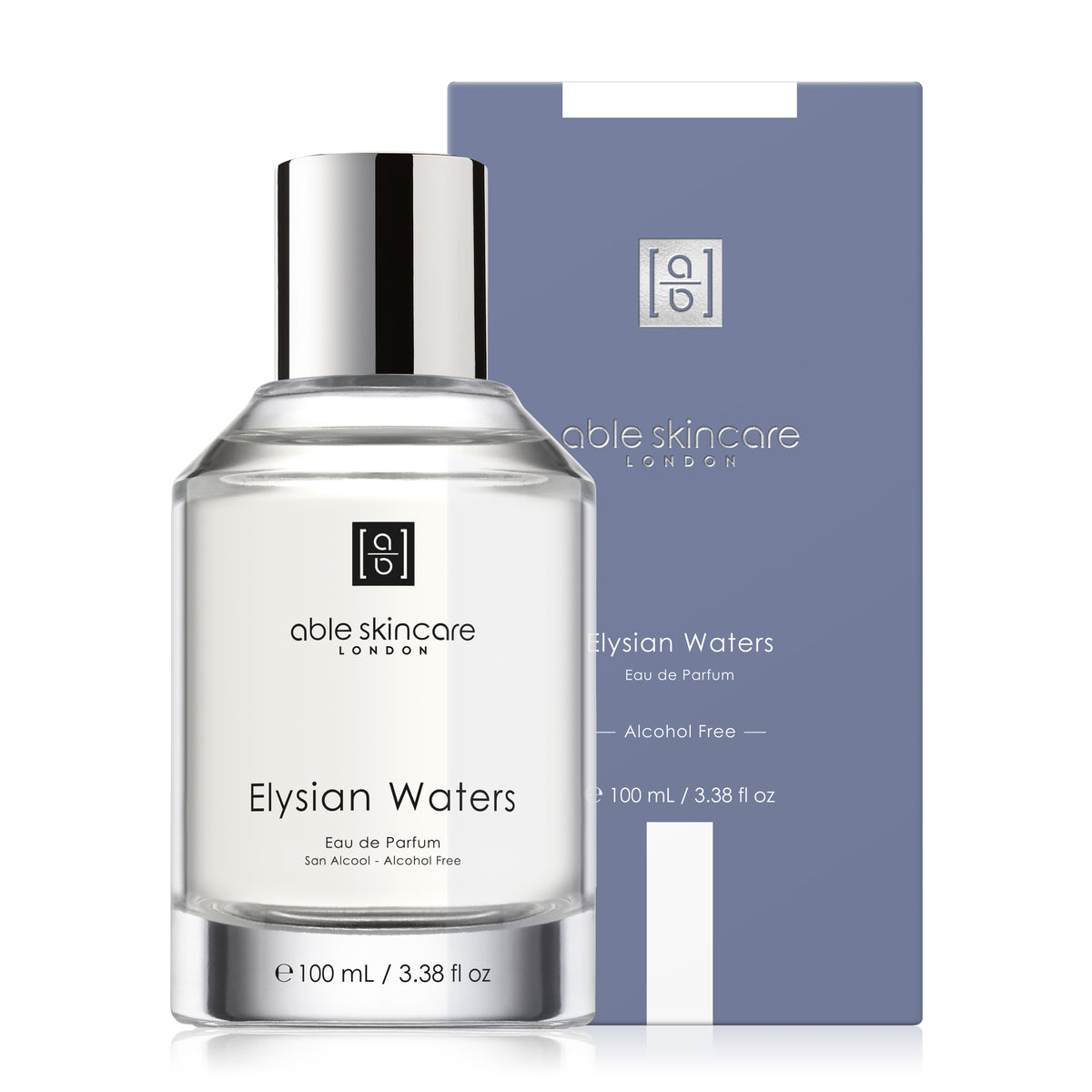 Elysian Waters with carton on a white background