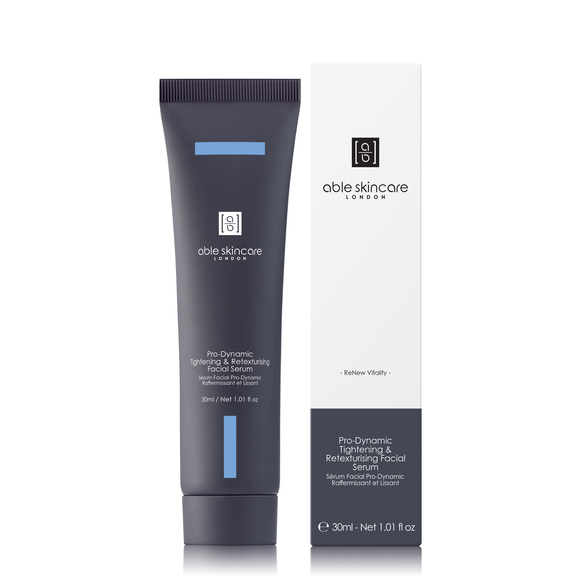 Pro-Dynamic Tightening & Retexturising Facial Serum with carton on a white background
